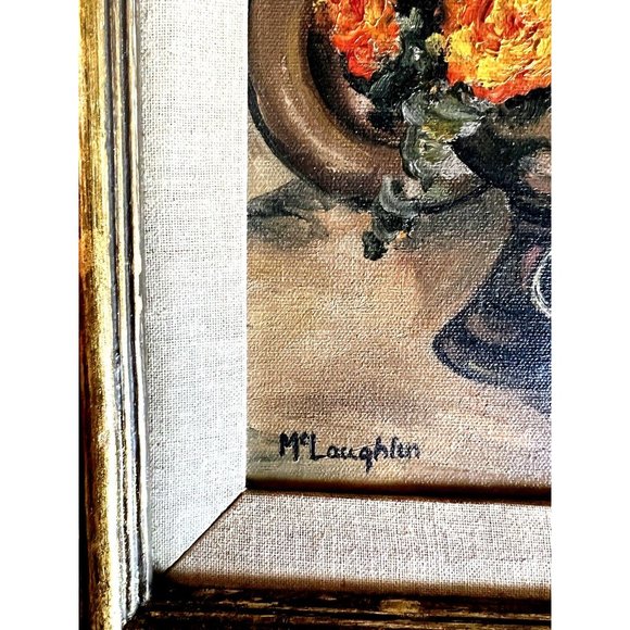 Original Oil Painting Impressionist-Still Life-Signed McLaughlin Gold Frame VTG - Picture 4 of 10